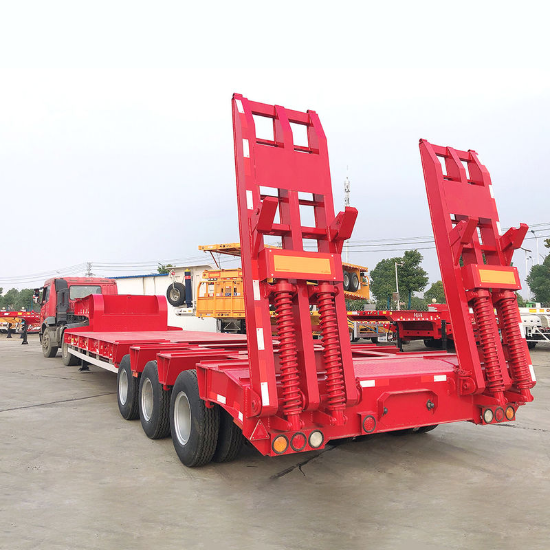 CIMC 3 Άξονας LowBed Semi Trailer Truck Trailer Equipment Transport Hydraulic Lifting Low Boy Trailer FUWA Άξονας Heavy Dut